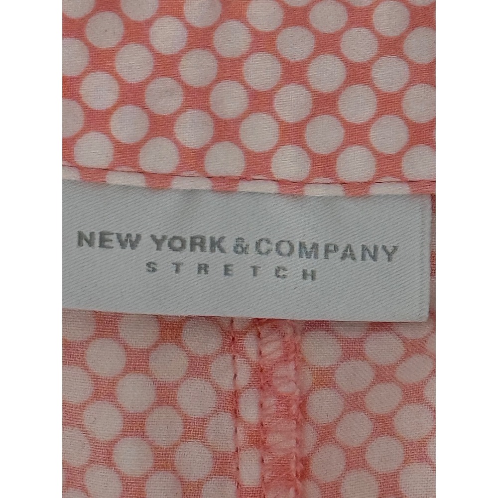 New York & Company Womens Coral Polka Dot Ruched V-Neck 3/4 Sleeve Shirt Sz XL - Picture 7 of 10